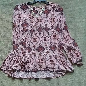 ETHNIC&BOHO MULTI COLOR PATTERN V-NECK TUNIC🌺